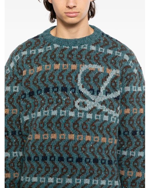 Loewe Green Logo Patterned Jumper for men