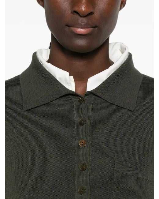 19.61 MILANO Green Button-Fastening Chest-Pocket Polo Top
