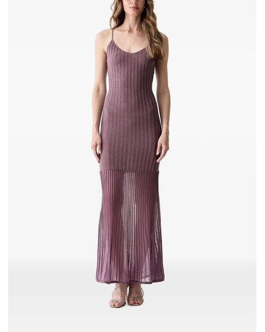 Guess Purple Rhinestone-Embellished Pleated Maxi Dress