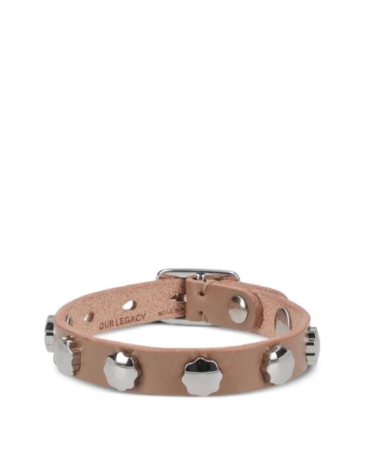 Our Legacy Brown Studded Leather Bracelet