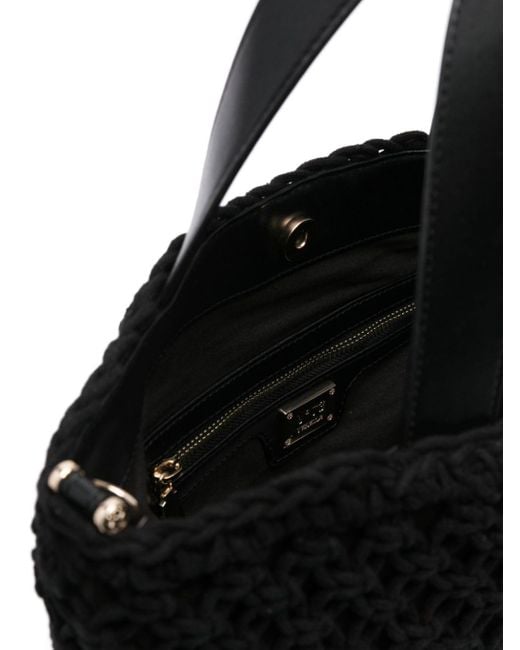 V73 Black Bee Crochet Tote Bag