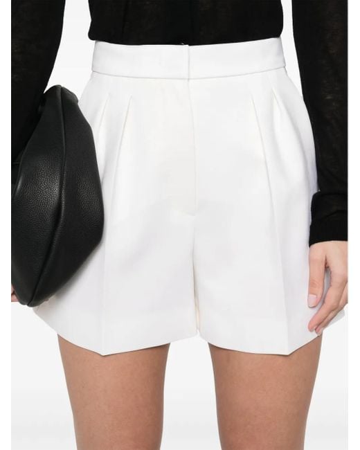 Max Mara White Ivory Stretch Wool Shorts
