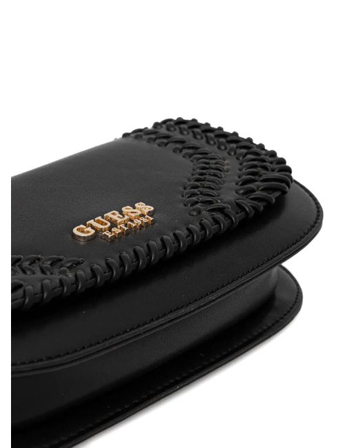 Guess Black Braided Chain-Detail Crossbody Bag