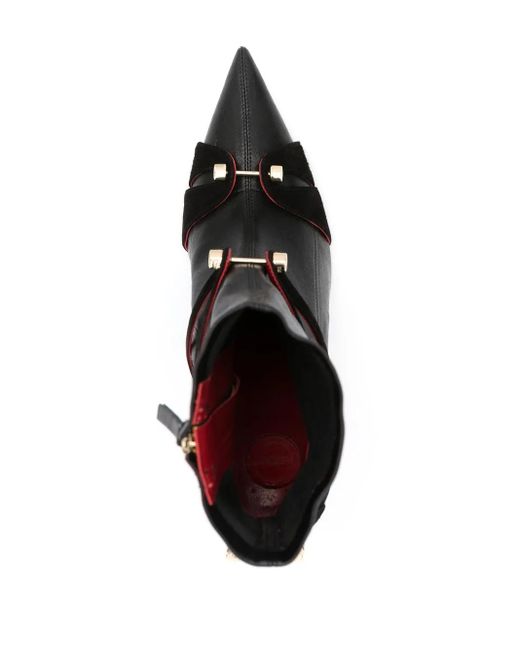 HARDOT Black Pointed Leather Ankle Boots