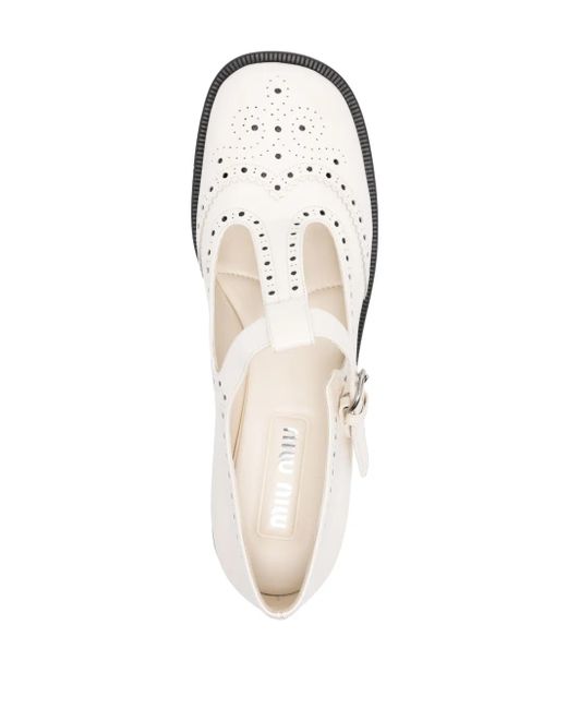 Miu Miu White 35Mm Leather Loafers