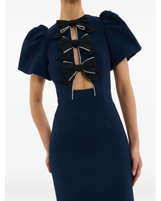 Rebecca Vallance Blue Nemy Bow Midi Dress
