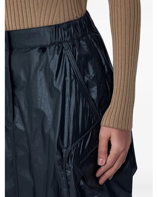 Moncler Blue Crinkled-Effect Cargo Skirt