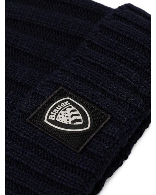 Blauer Black Cutter Ribbed Logo-Patch Beanie Hat for men