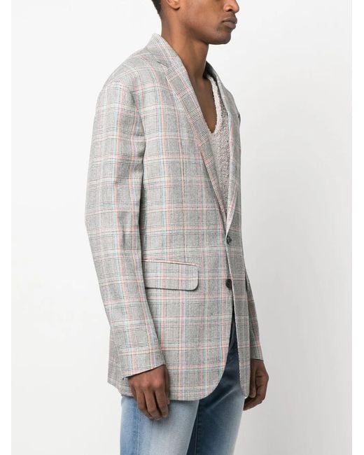 DSquared² Gray Plaid-Pattern Single-Breasted Blazer for men