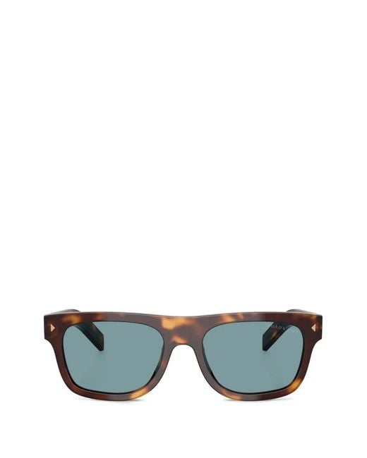 Prada Green Tortoiseshell-Effect Rectangle-Frame Sunglasses for men