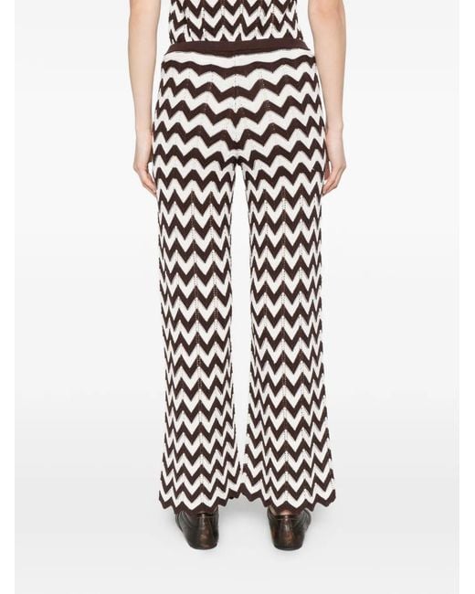 Maje White Zig Zag Straight Trousers