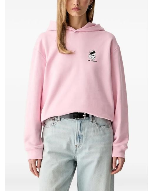Karl Lagerfeld Red Choupette-Print Hoodie
