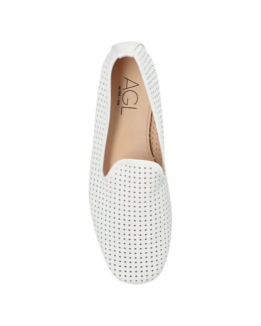 Agl Attilio Giusti Leombruni White Lucy Perforated Loafers