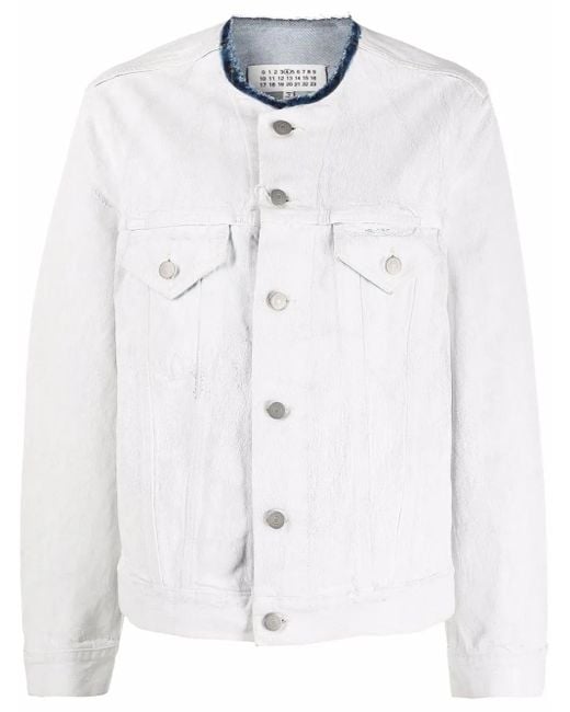 Maison Margiela White Collarless Denim Jacket