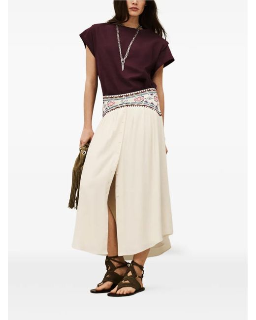 Ba&sh White Tilana Embroidered Buttoned Skirt