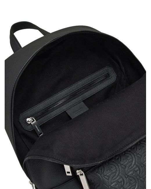 Ferragamo Black Embossed-Logo Leather Backpack for men