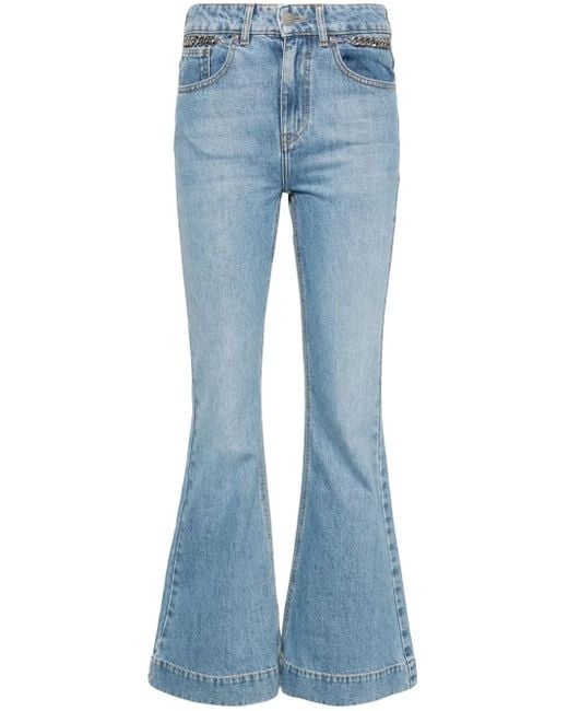 Stella McCartney Blue Falabella Chain Flared Jeans