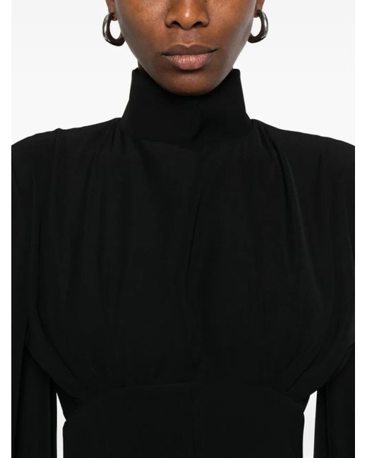 Vestiaire d'un Oiseau Libre Eve Mini-Jurk Met Hoge Hals En Ballonmouwen in het Black