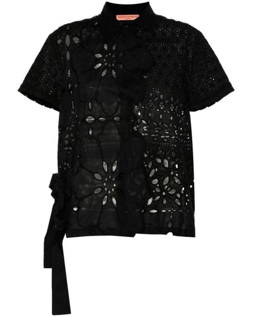 Broderie-anglaise cotton shirt Ermanno Scervino en coloris Black