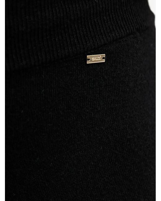 GAUDI Black Drawstring Wide-Leg Trousers