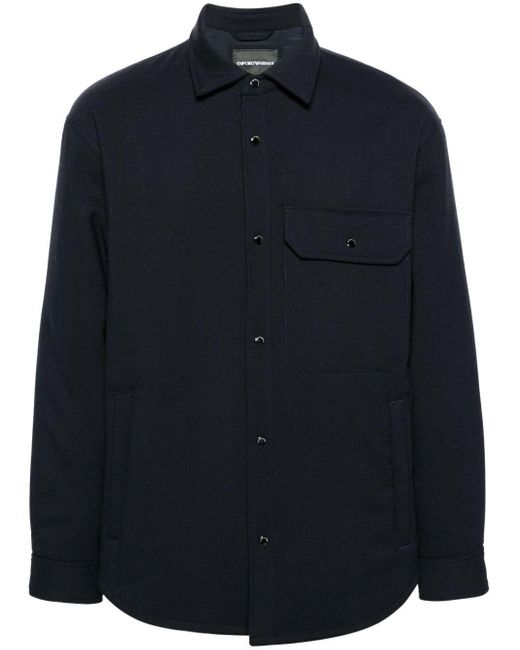 Emporio Armani Blue Classic-collar Shirt Jacket for men