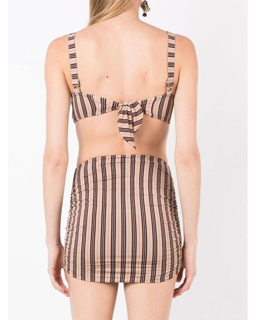 Amir Slama Pink Stripe-Print Bustier Top