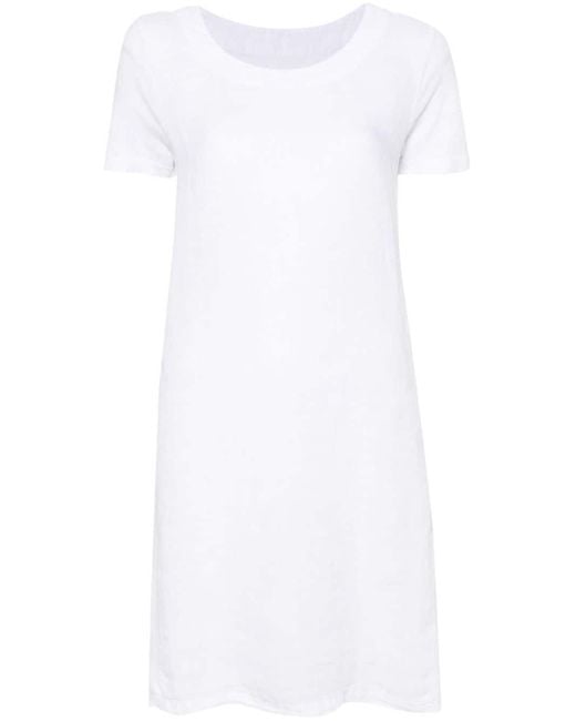 120% Lino White Short Linen T-shirt Dress