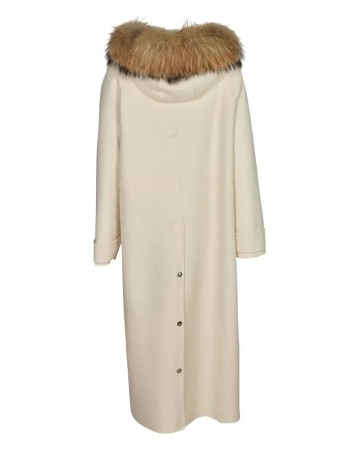 P.A.R.O.S.H. Natural Trimmed Hooded Parka Coat