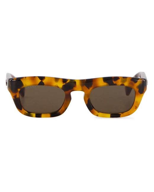 Gucci Brown Rectangular-Frame Sunglasses for men