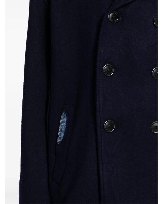 Greg Lauren Blue Denim-Patch Double-Breasted Jacket for men
