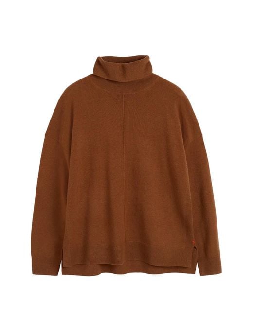Chinti & Parker Brown Roll-Neck Slouchy Sweater
