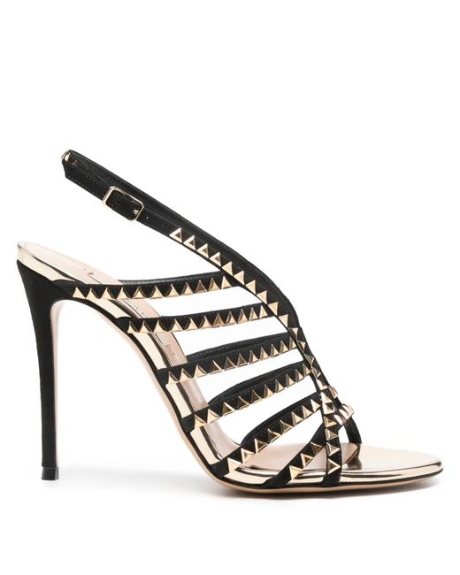 Casadei Metallic 10Mm Divine Studded Heeled Sandals