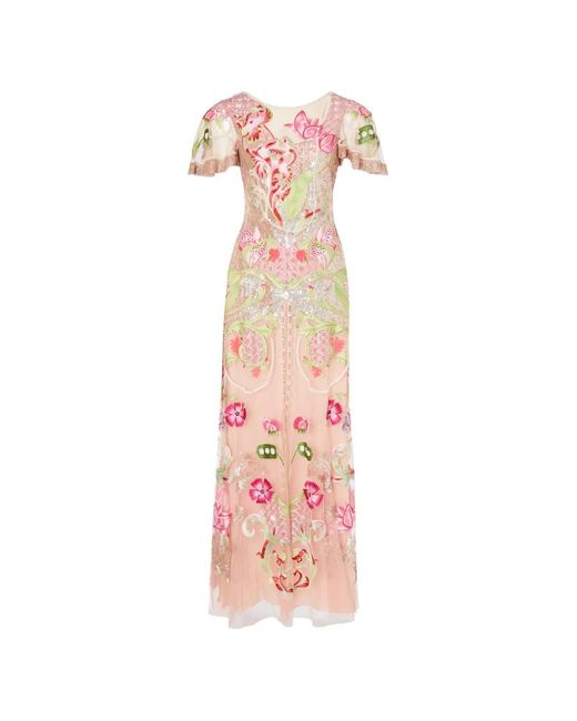 Temperley London Pink Ostuni Floral-Embroidered Sequin Gown