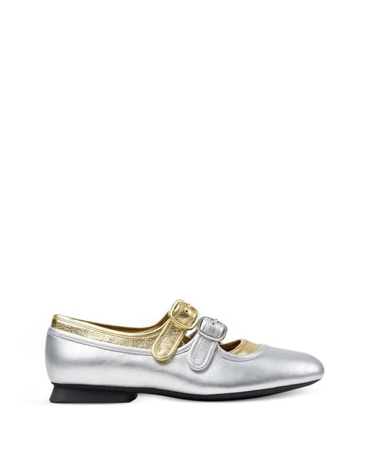 Camper White Casi Myra Buckle-Fastening Ballet Flats