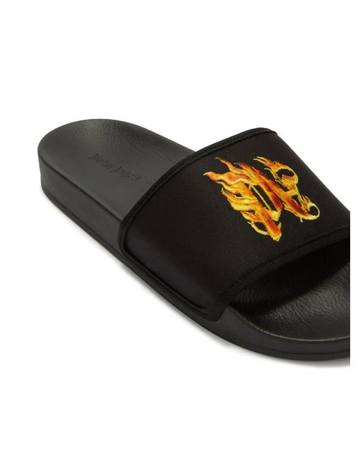 Palm Angels Multicolor Flame Monogram-Print Slides for men