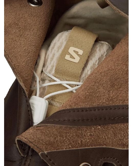 Salomon Brown Leather High-Top Sneakers for men