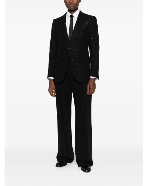 Tom Ford Black Embellished Two-Button Blazer for men