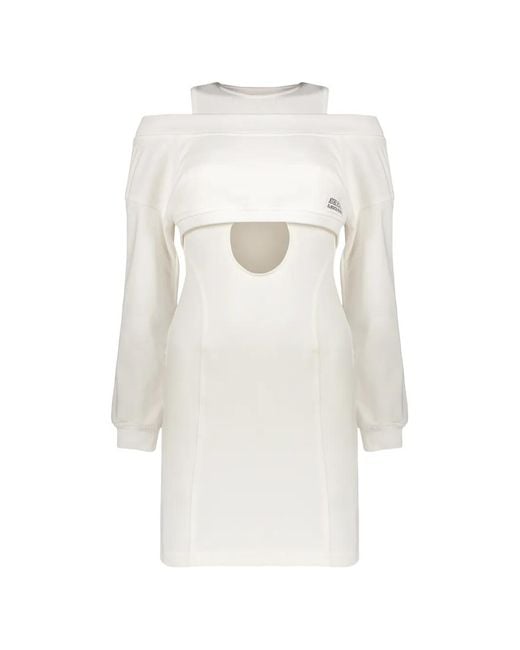 Alberta Ferretti White Cut-Out Layered Mini Dress