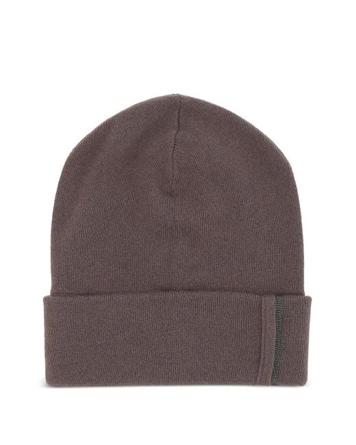 Brunello Cucinelli Brown Embellished Beanie