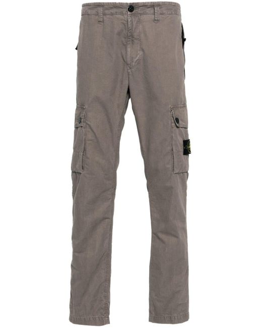 Stone Island Gray Cotton Cargo Trousers for men