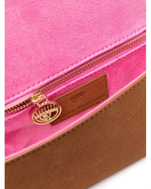 Chiara Ferragni Brown Eyelike-Embossed Crossbody Bag