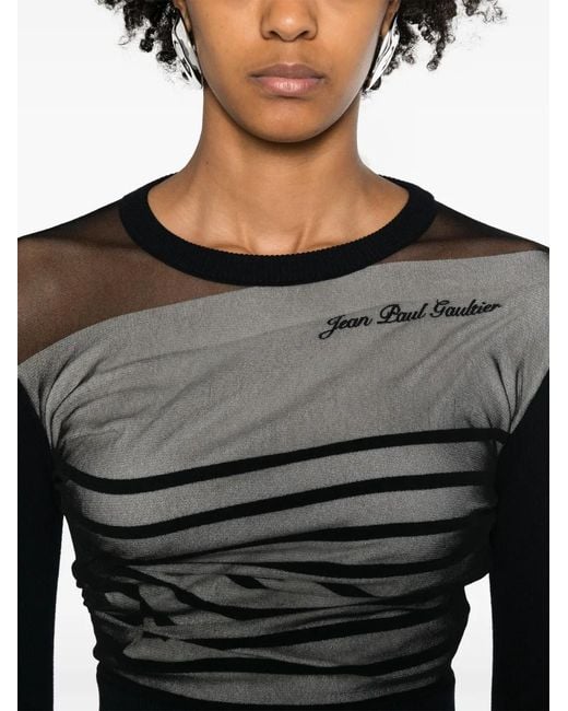 Jean Paul Gaultier Marinère Gelaagde Cropped Trui in het Black