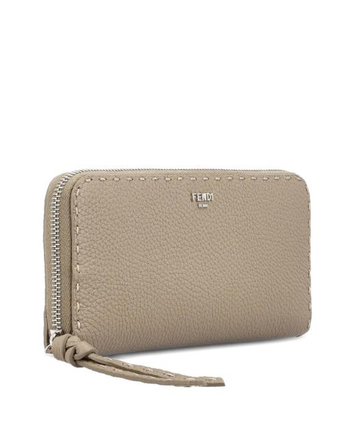 Fendi Gray Zip-Around Leather Wallet