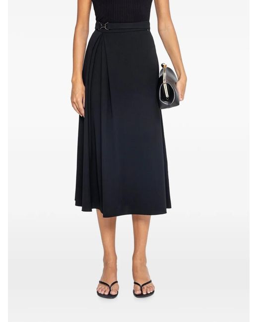 Nissa Black High-Waisted Midi Skirt