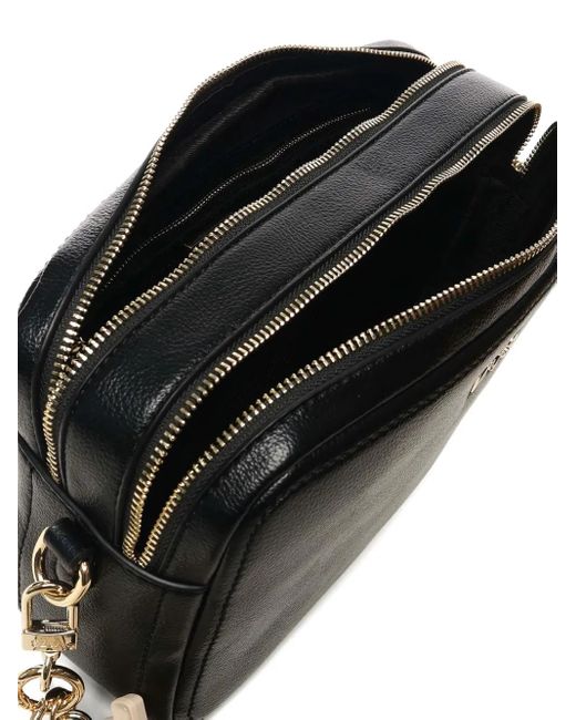 V73 Black Double-Zip Charm Shoulder Bag