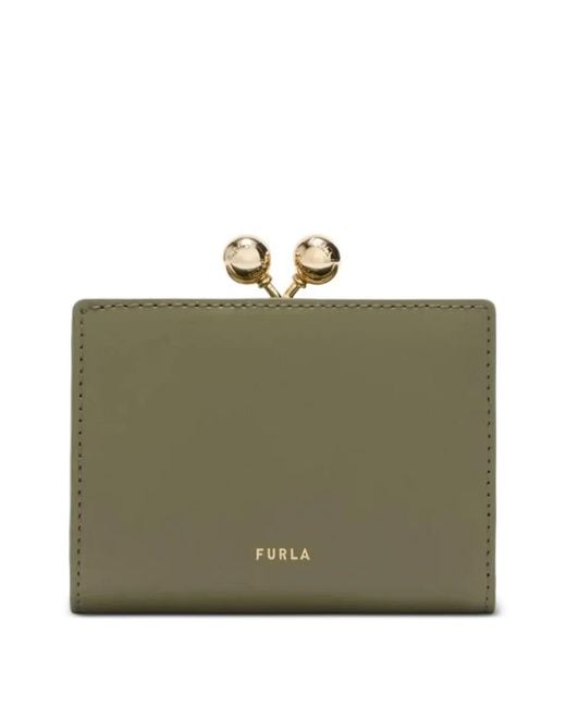 Furla Green Portefeuille Compact S Dots À Fermoir