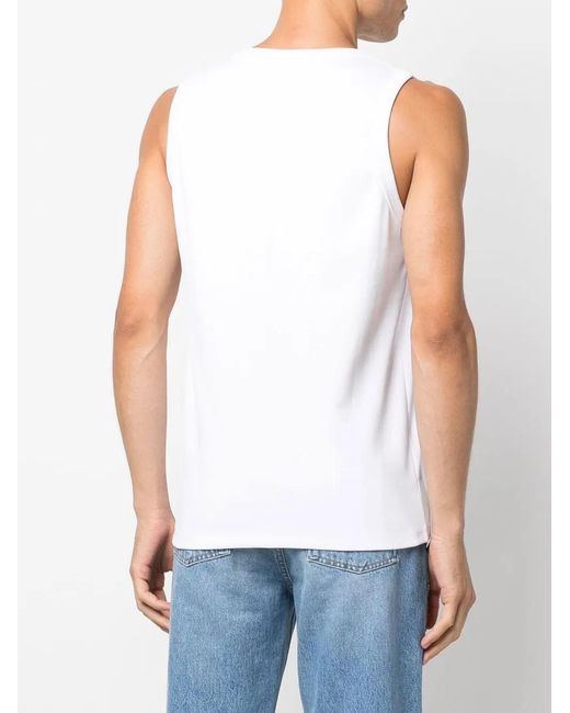 Won Hundred White Round-Neck Sleeveless Vest for men