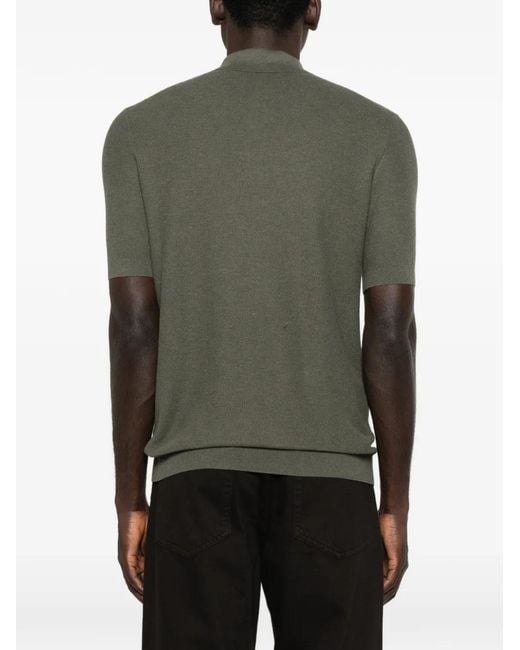 Bompard Green Piqué-Knit Button-Fastening Polo Shirt for men