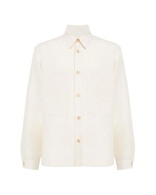 Laneus White Buttoned Pocket Overshirt for men