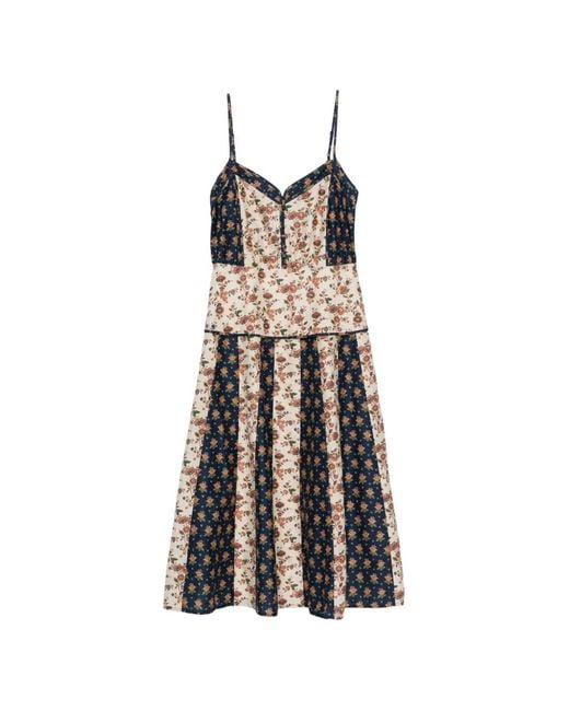 Polo Ralph Lauren White Floral-Print Paneled Midi Dress